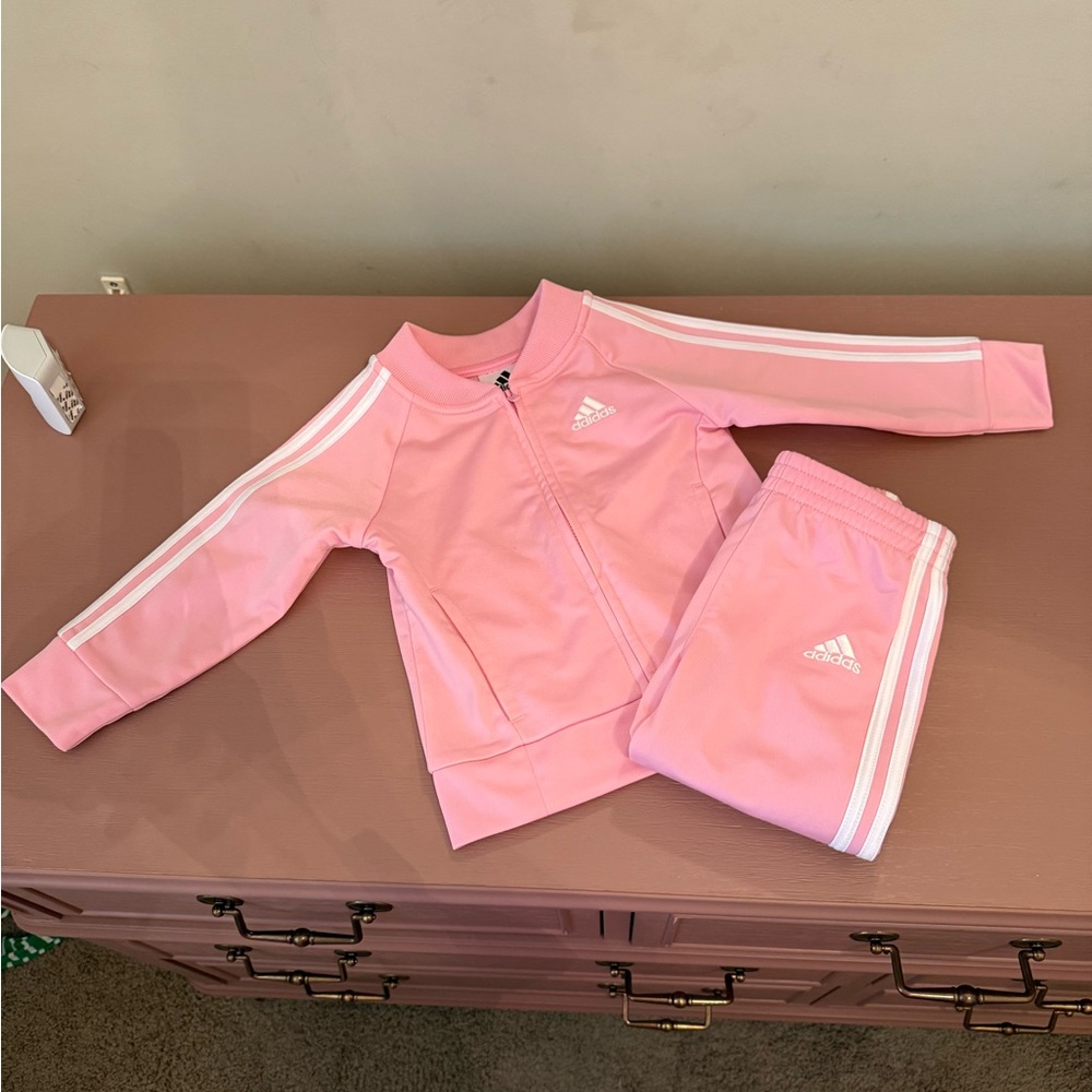 Adidas Baby Pink Jacket with White Logo